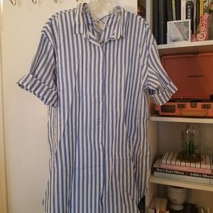 Zara button up striped shirt with back detail